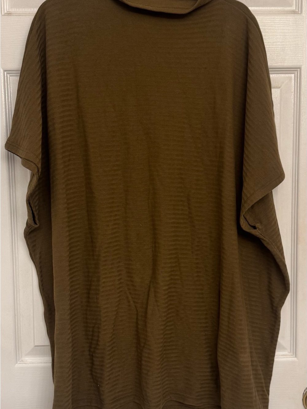 Madewell Do Well 100% Cotton Ribbed Knit Poncho Top Olive Brown